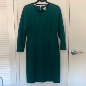 J. Crew Long Sleeve Green Dress